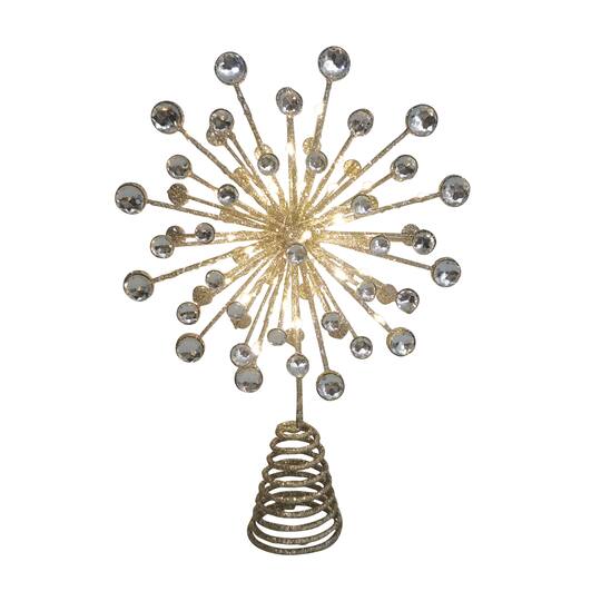 12" Champagne Jeweled Starburst Lighted Tree Topper by Ashland®